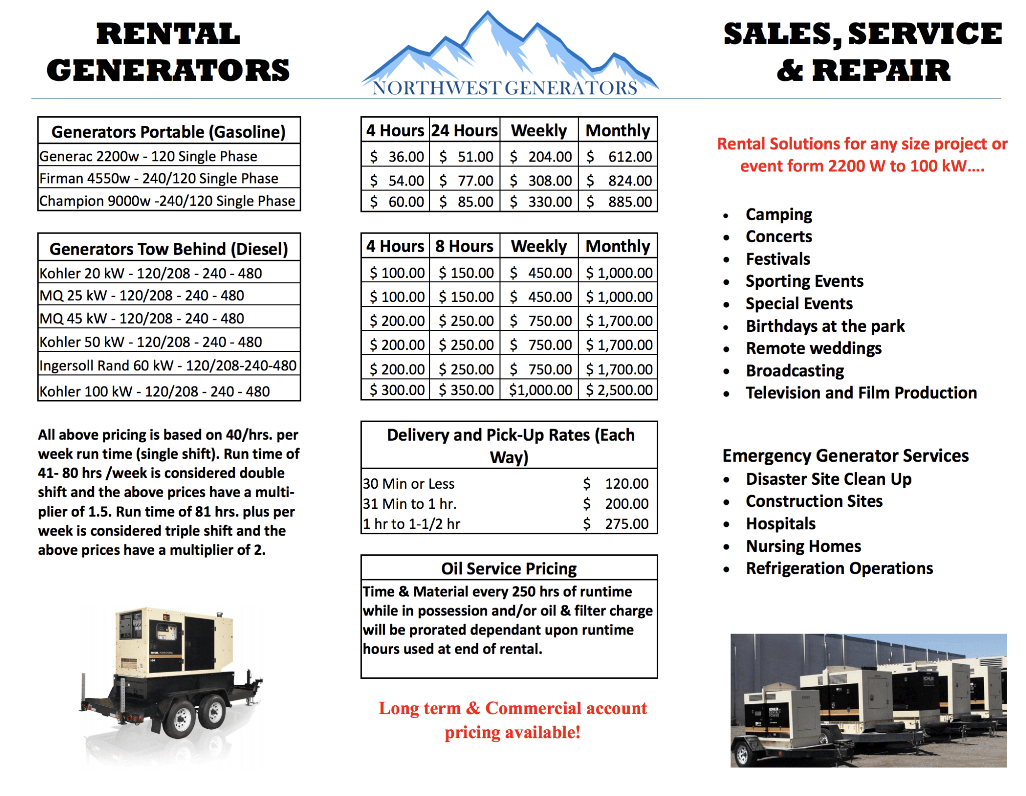 Generator Rentals Northwest Generators